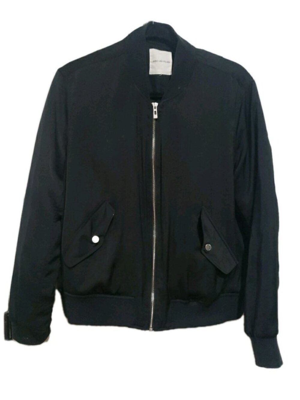 Anthropologie Avec Les Filles Oversized Bomber Jacket Womens M Black Lightweight